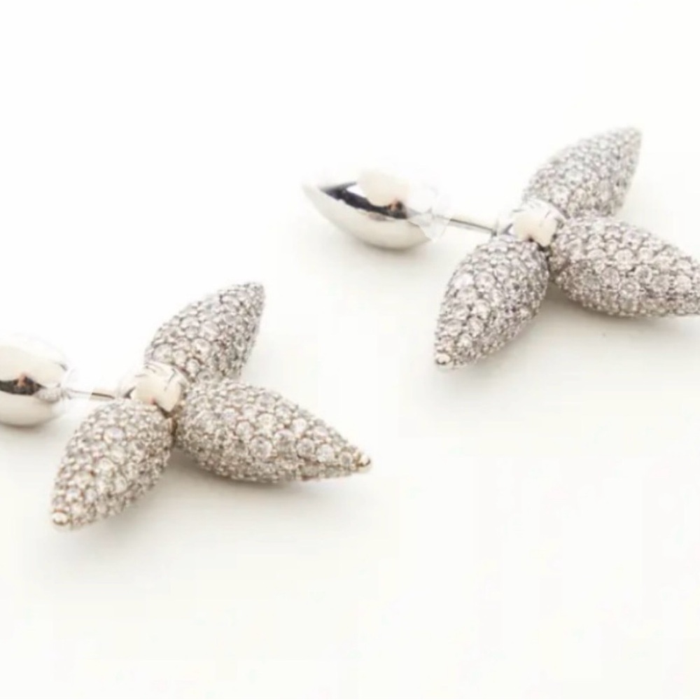 LV silver tone Louisette crystal earrings - Picture 2 of 2